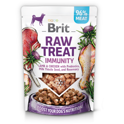 Przysmak dla psów BRIT CARE Dog Raw Treat Immunity Lamb & Chicken with Probiotics, Milk Thistle Seed and Rosemary 40g