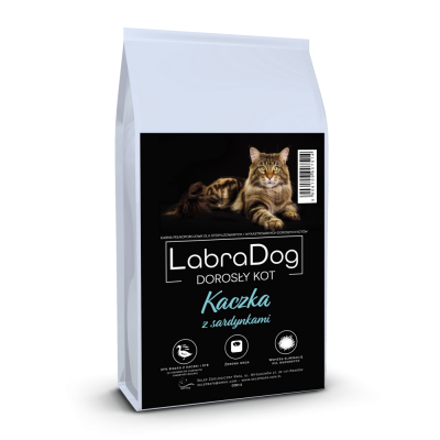 Karma sucha dla kota dorosłego sterylizowanego LabraDog for Cat Connoisseur Kaczka z sardynkami 1.5kg