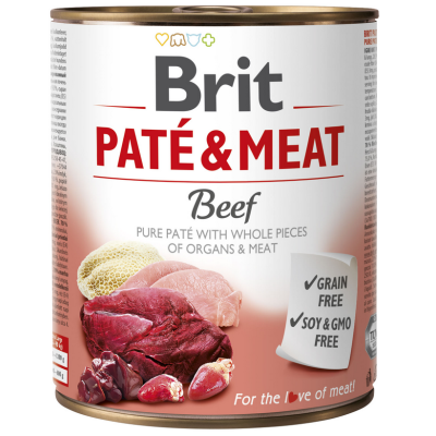 Karma dla psa z wołowiną - mokra Brit  Pate&Meat Beef Wołowina 800g