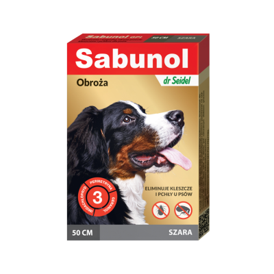 DermaPharm Sabunol szara obroża przeciw pchłom i kleszczom dla psa 50 cm