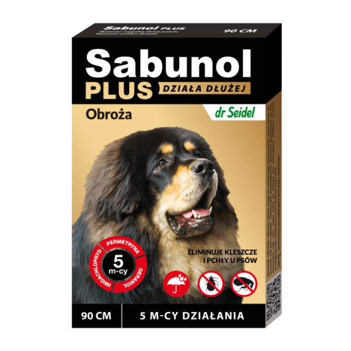 DermaPharm Sabunol Plus - Obroża przeciw pchłom i kleszczom dla psa 90cm